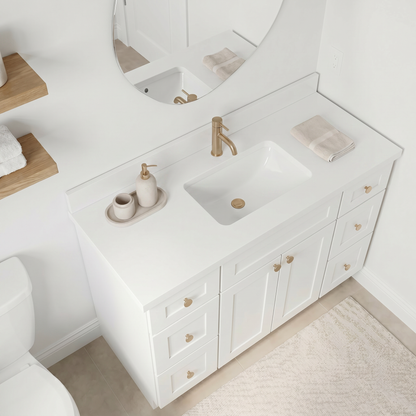 48" White Shaker Vanity – Single Sink