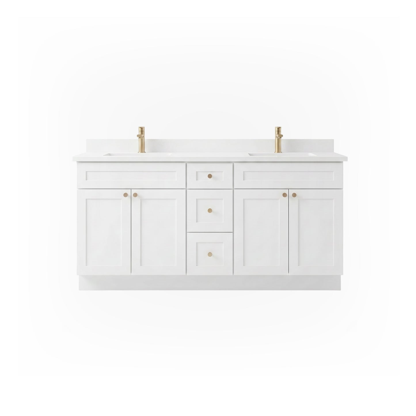 72" White Shaker Vanity – Double Sink