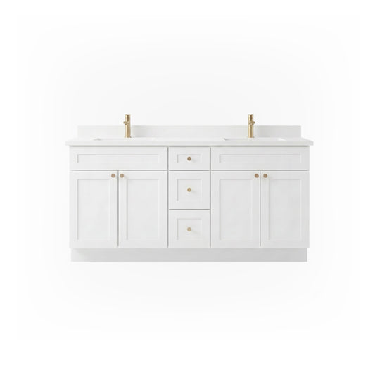 72" White Shaker Vanity – Double Sink