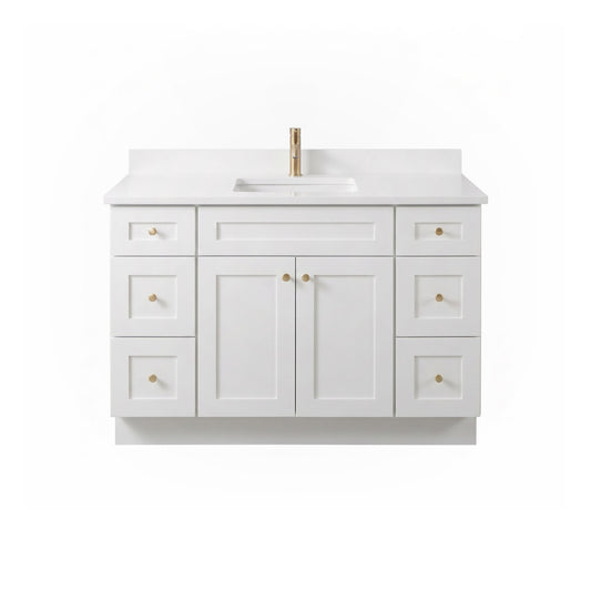48" White Shaker Vanity – Single Sink