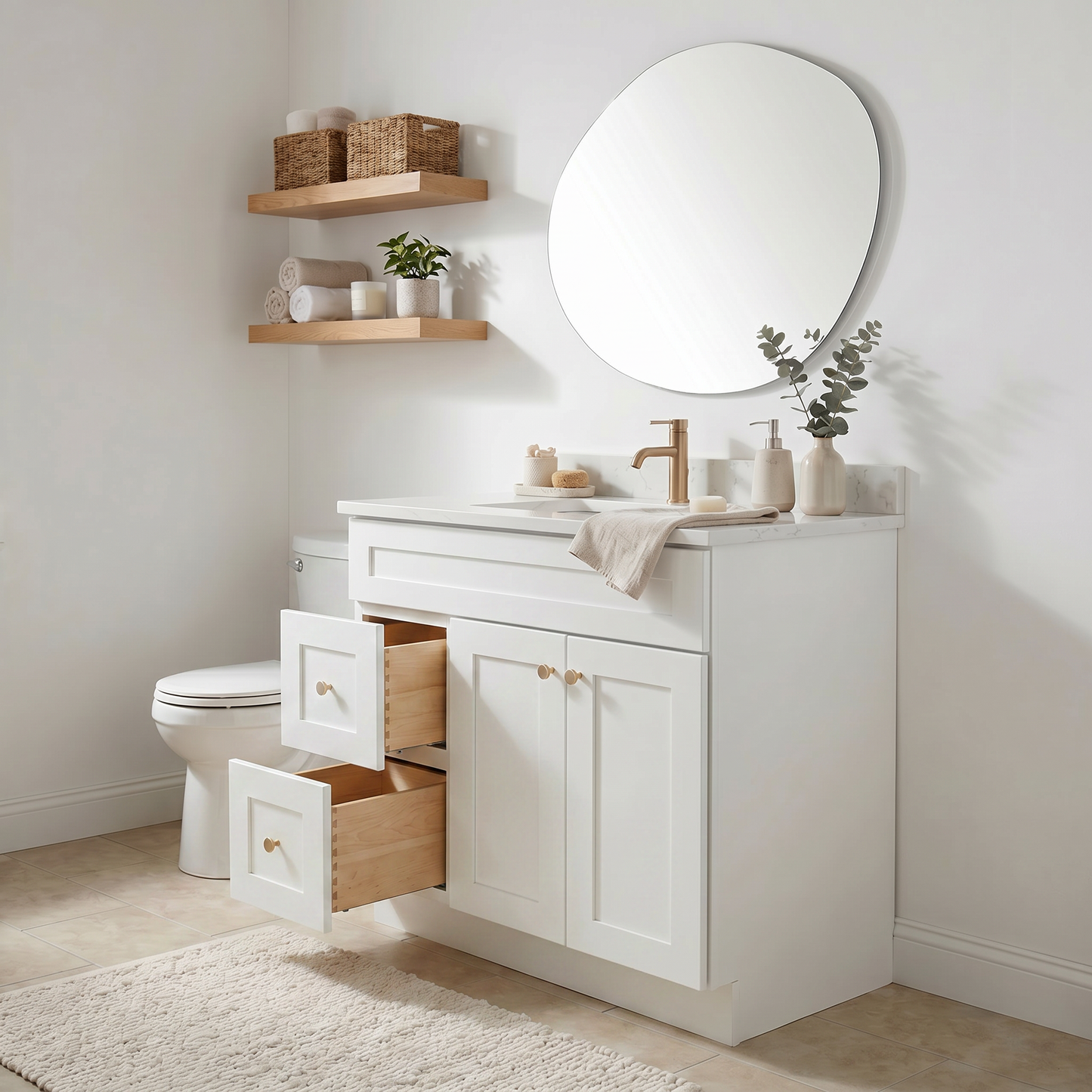 36" White Shaker Vanity – Single Sink