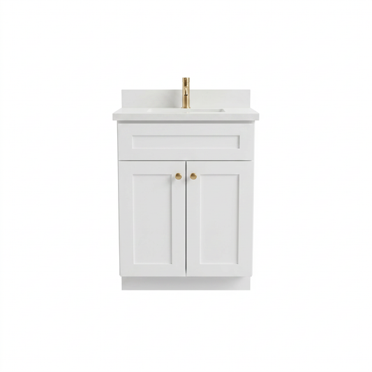 24" White Shaker Vanity – Single Sink