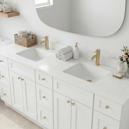 84" White Shaker Vanity – Double Sink