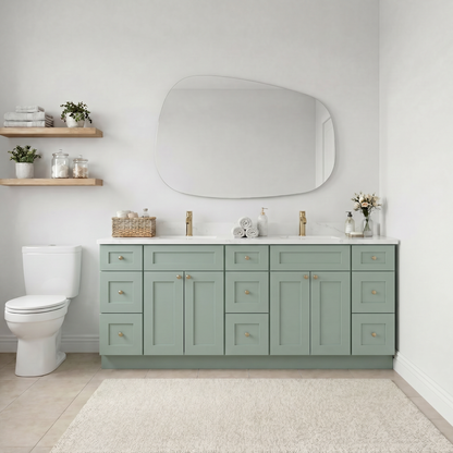 84" Olive Green Shaker Vanity – Double Sink