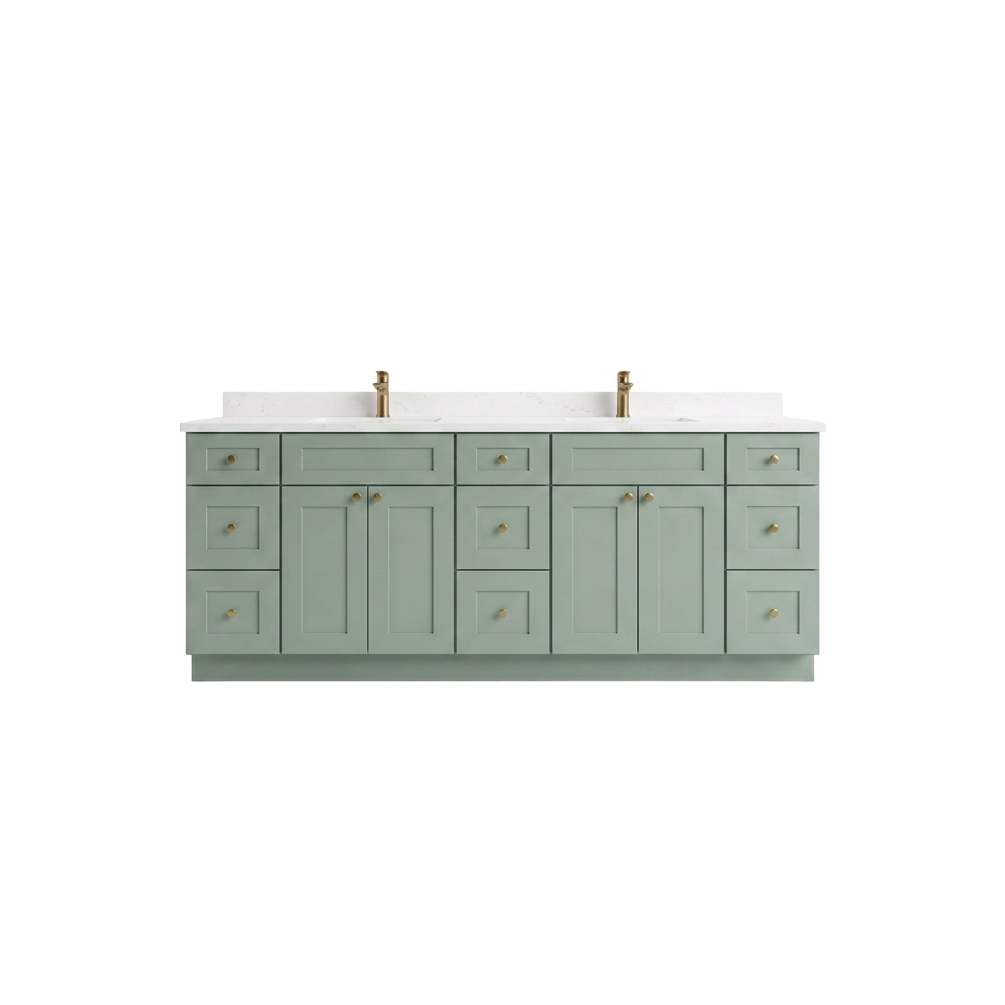 84" Olive Green Shaker Vanity – Double Sink