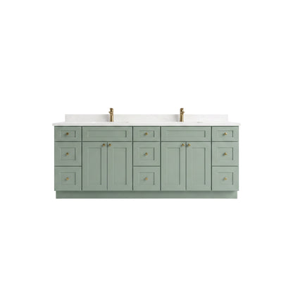 84" Olive Green Shaker Vanity – Double Sink