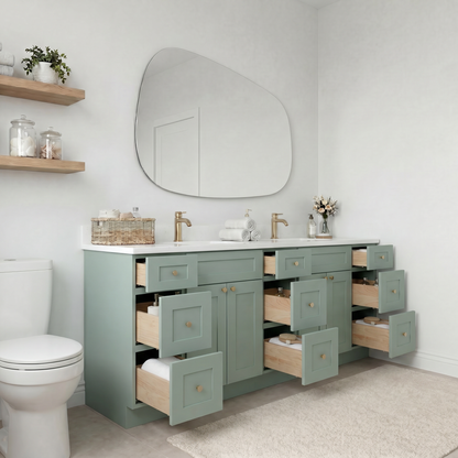 84" Olive Green Shaker Vanity – Double Sink