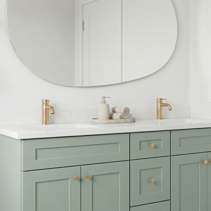 60" Olive Green Shaker Vanity – Double Sink