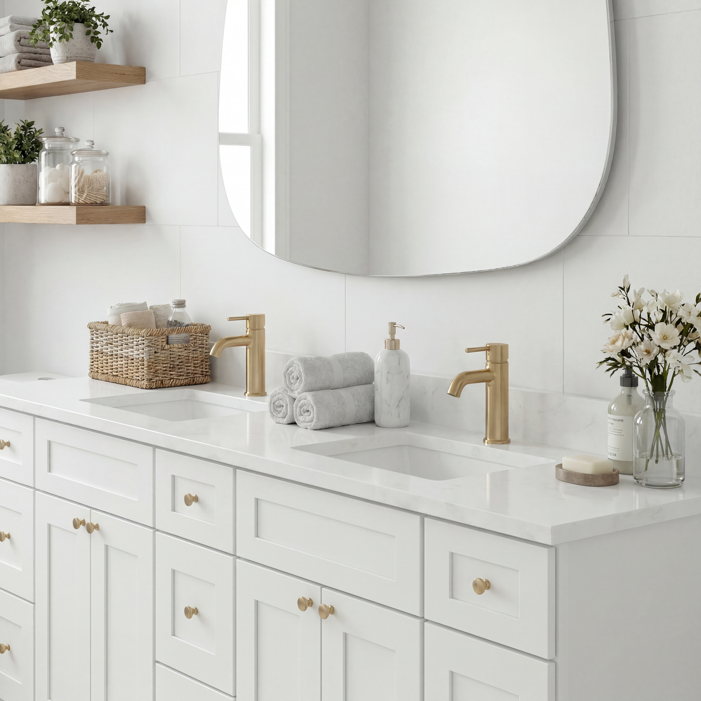 84" White Shaker Vanity – Double Sink