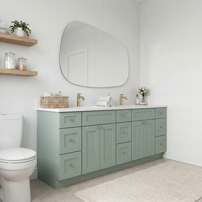84" Olive Green Shaker Vanity – Double Sink