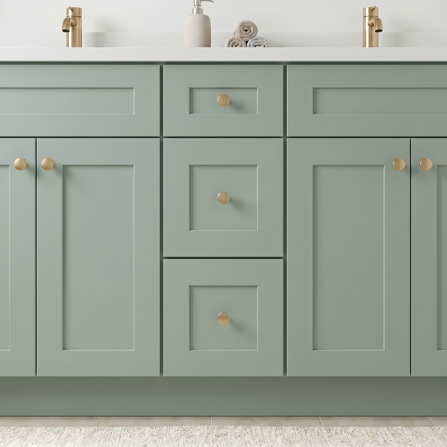 60" Olive Green Shaker Vanity – Double Sink