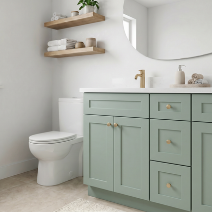 60" Olive Green Shaker Vanity – Double Sink