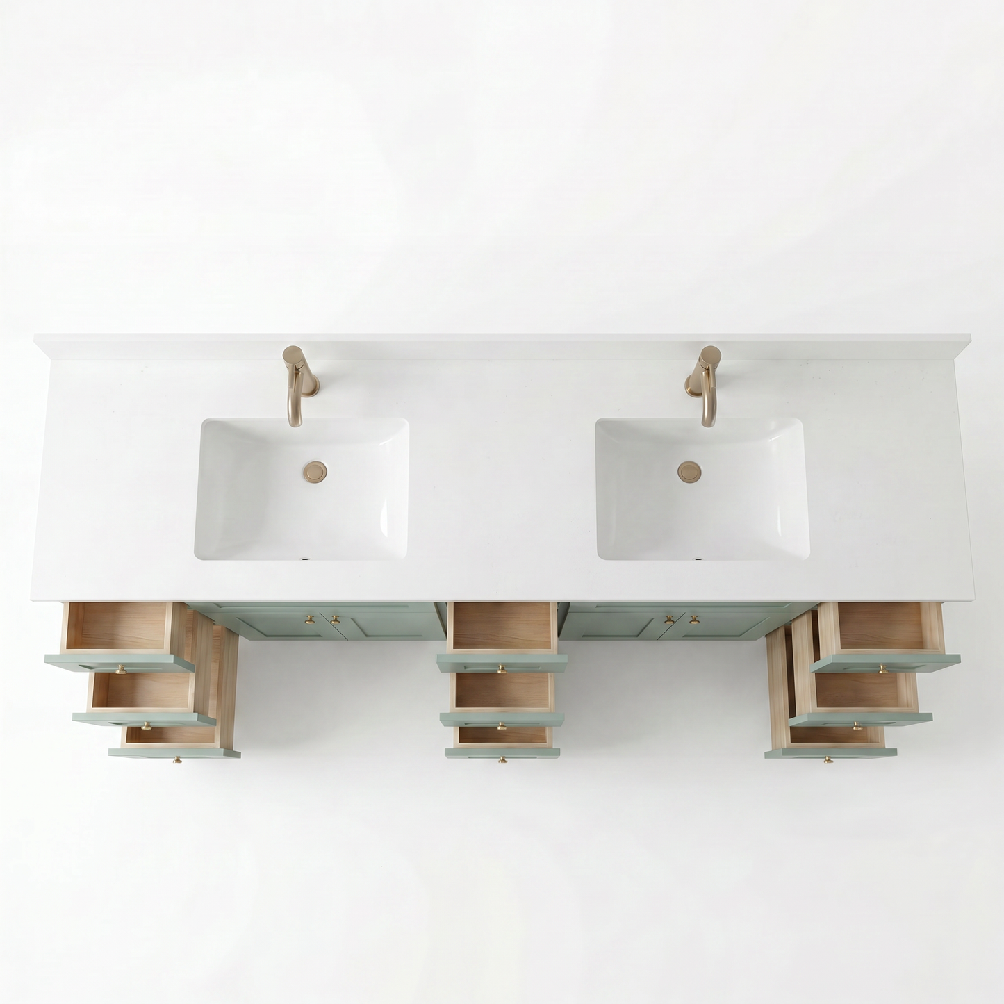 84" Olive Green Shaker Vanity – Double Sink
