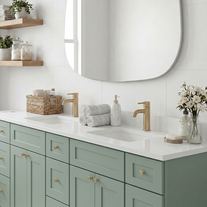 84" Olive Green Shaker Vanity – Double Sink