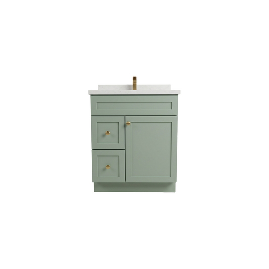30" Olive Green Shaker Vanity – Single Sink