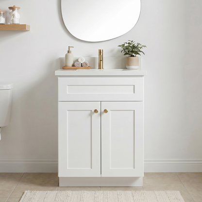 24" White Shaker Vanity – Single Sink