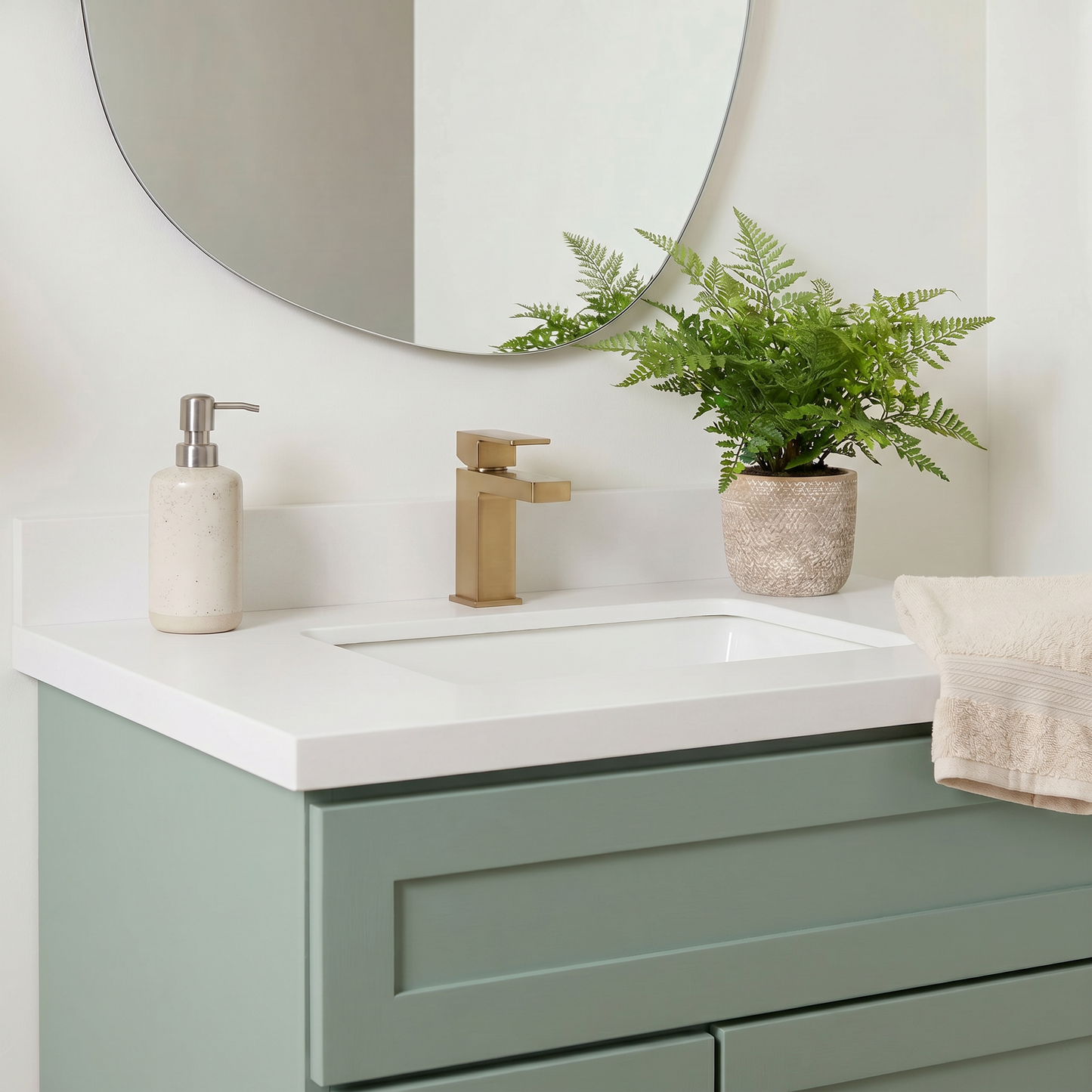30" Olive Green Shaker Vanity – Single Sink