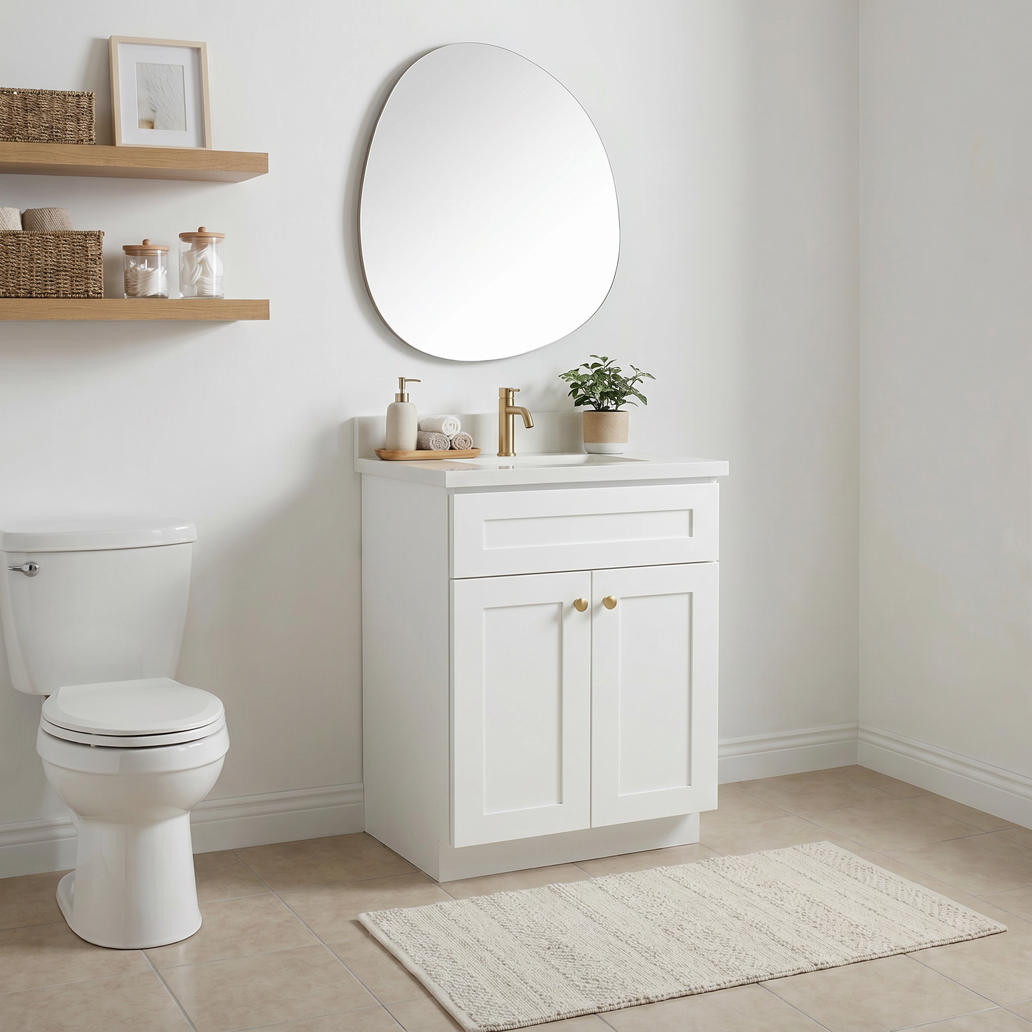 24" White Shaker Vanity – Single Sink