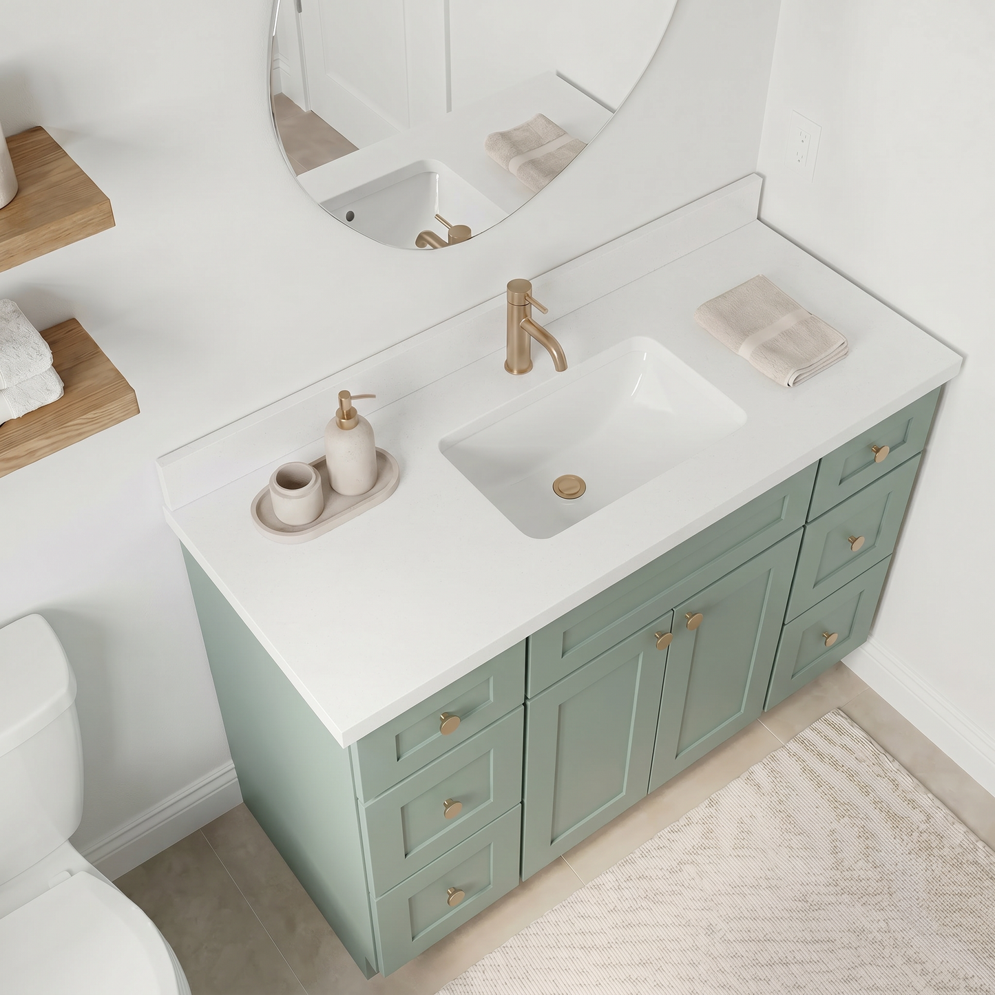 48" Olive Green Shaker Vanity – Single Sink