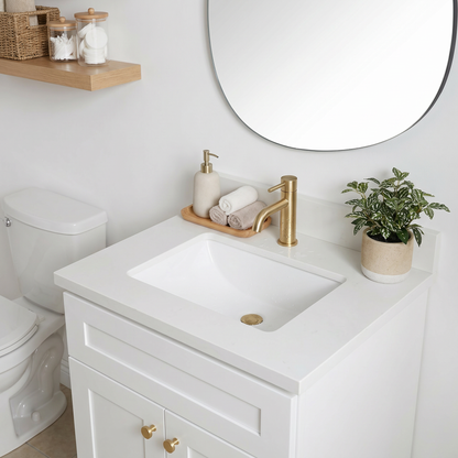 24" White Shaker Vanity – Single Sink