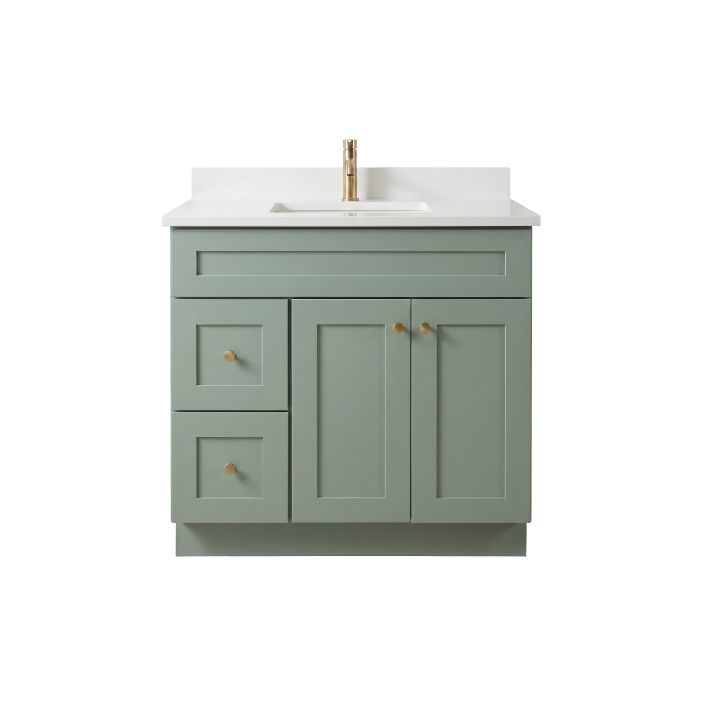 36" Olive Green Shaker Vanity – Single Sink