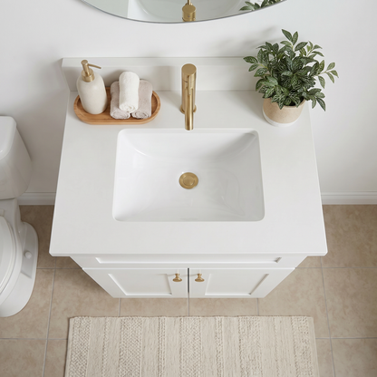 24" White Shaker Vanity – Single Sink