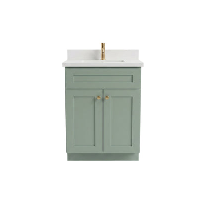 24" Olive Green Shaker Vanity – Single Sink