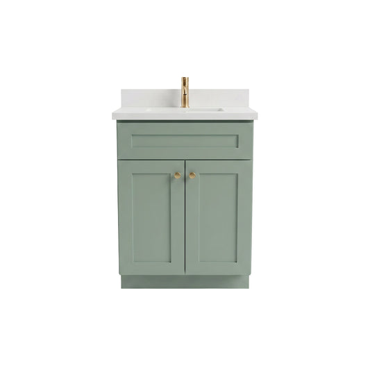 24" Olive Green Shaker Vanity – Single Sink