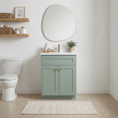 24" Olive Green Shaker Vanity – Single Sink
