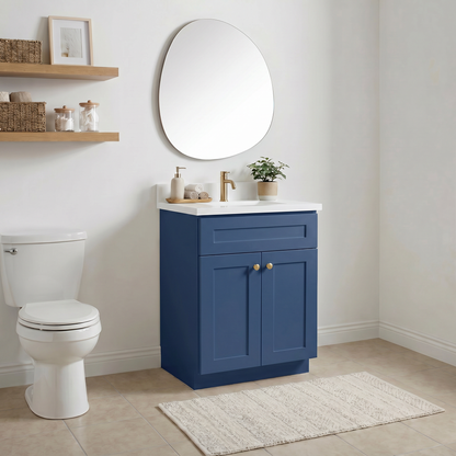 24" Navy Blue Shaker Vanity - Single Sink