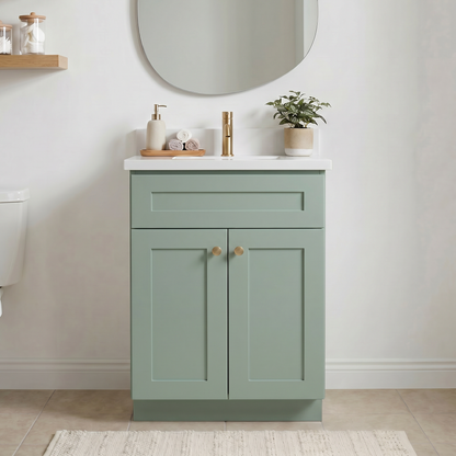 24" Olive Green Shaker Vanity – Single Sink