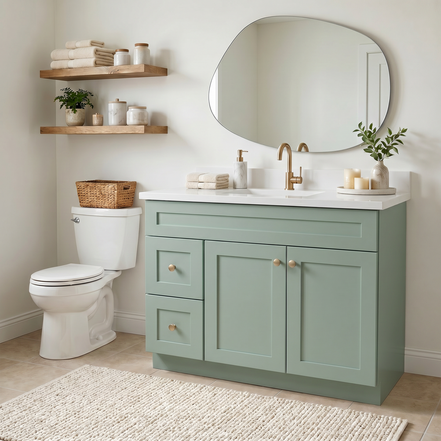 42" Olive Green Shaker Vanity – Single Sink