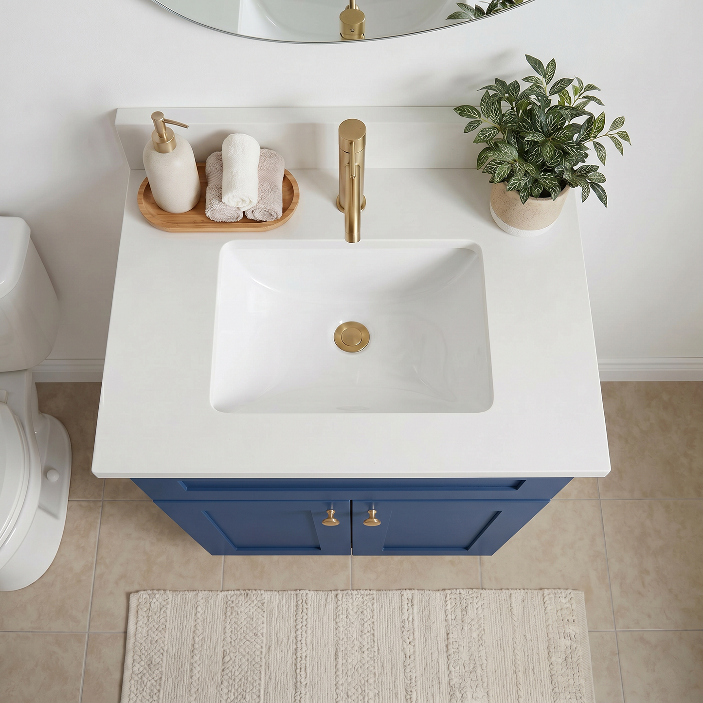 24" Navy Blue Shaker Vanity - Single Sink