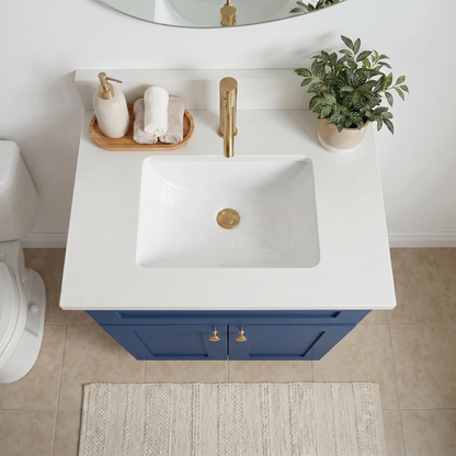 24" Navy Blue Shaker Vanity - Single Sink