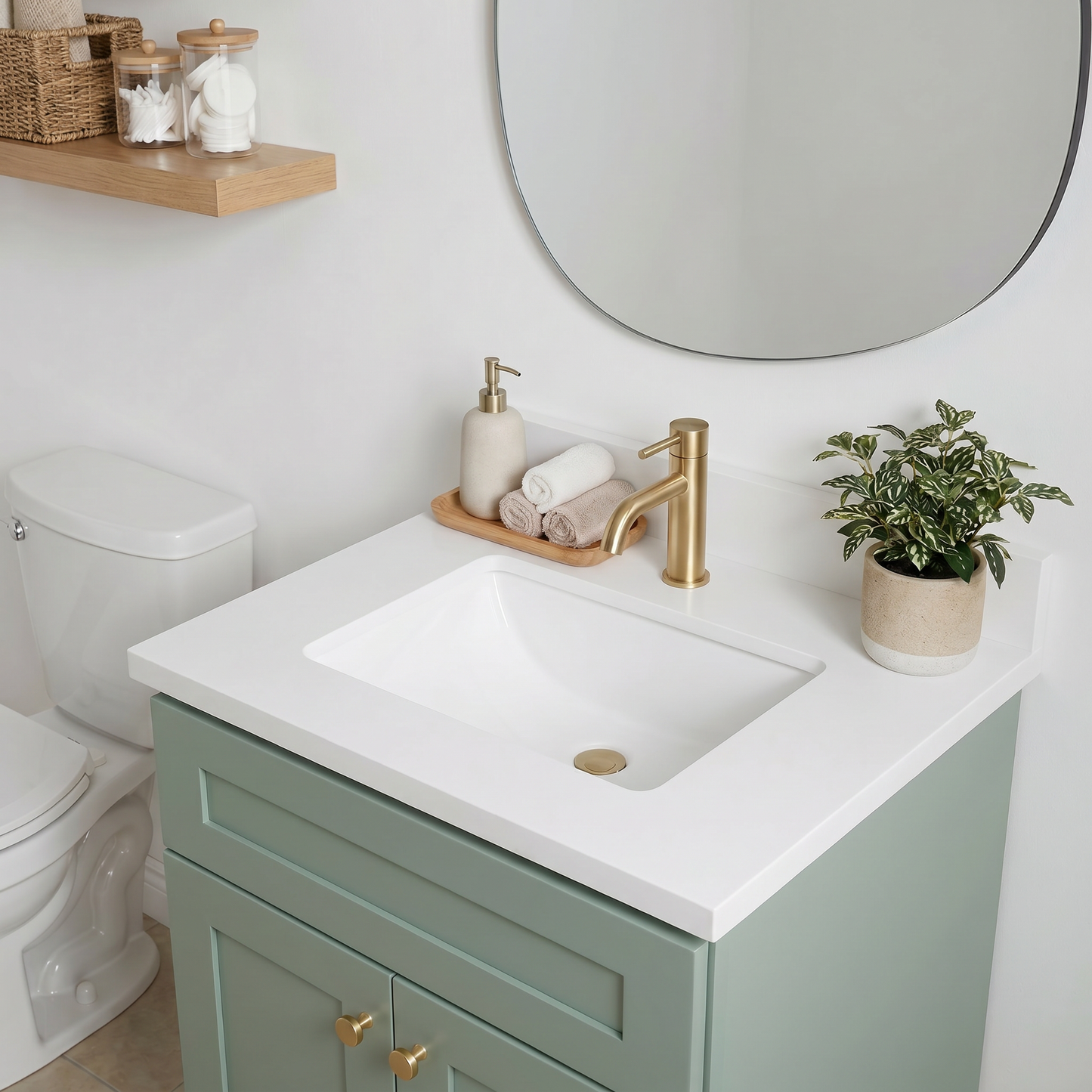 24" Olive Green Shaker Vanity – Single Sink