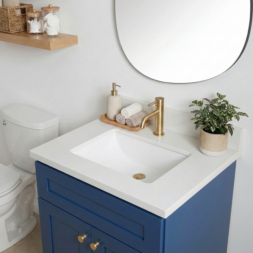 24" Navy Blue Shaker Vanity - Single Sink