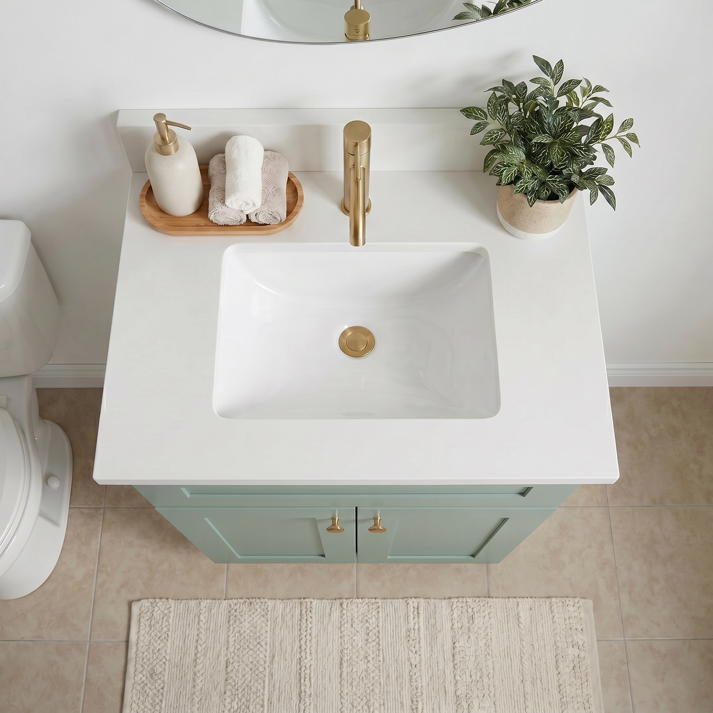 24" Olive Green Shaker Vanity – Single Sink