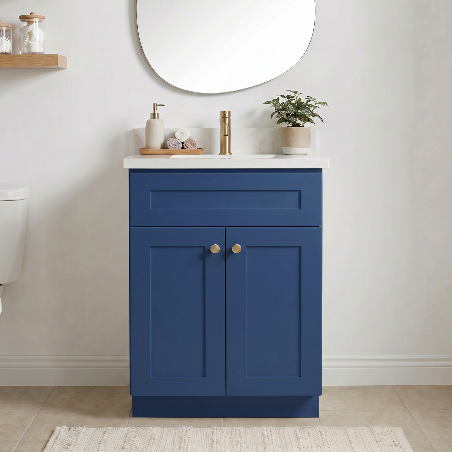 24" Navy Blue Shaker Vanity - Single Sink