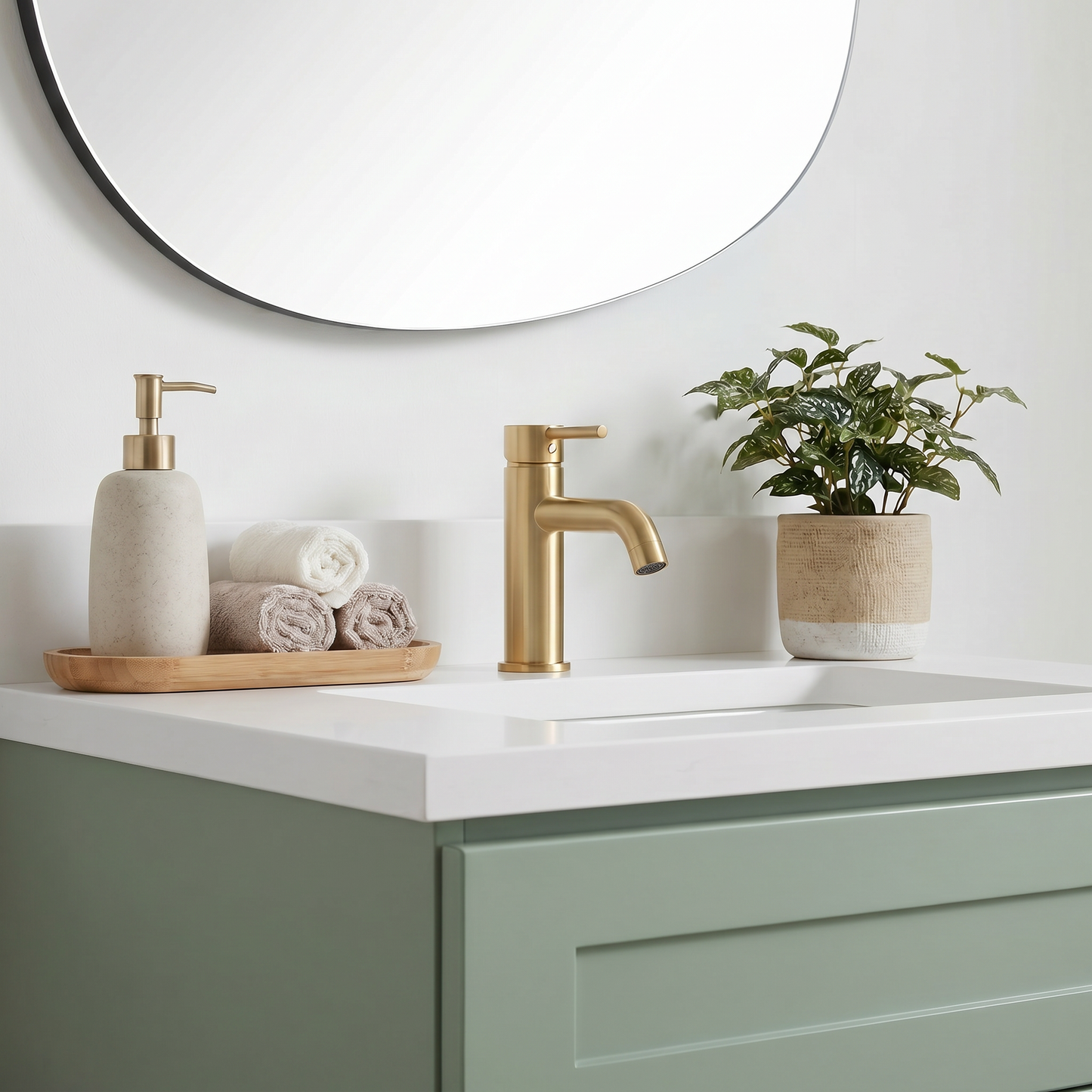 24" Olive Green Shaker Vanity – Single Sink