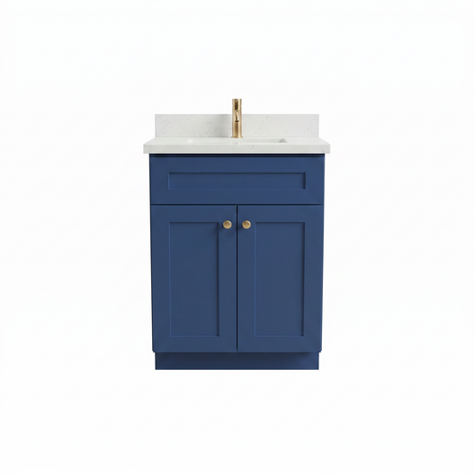24" Navy Blue Shaker Vanity - Single Sink