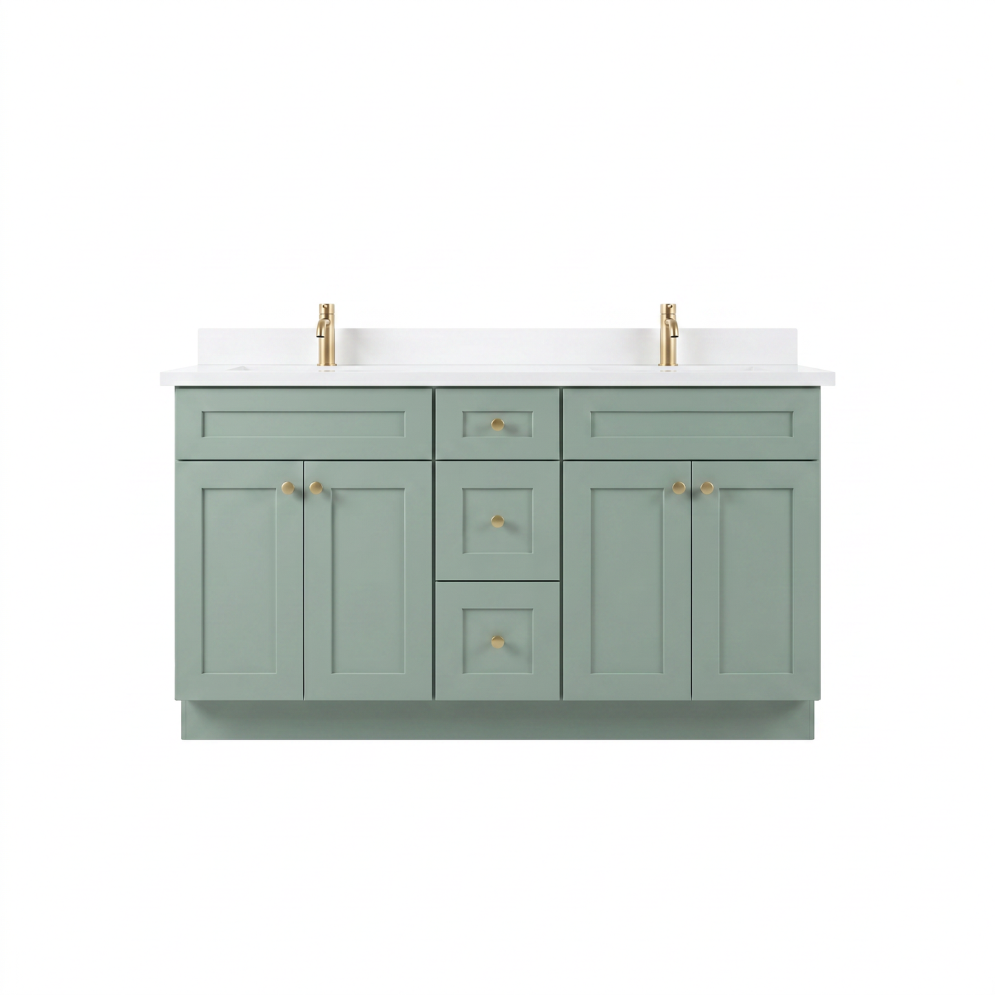 60" Olive Green Shaker Vanity – Double Sink