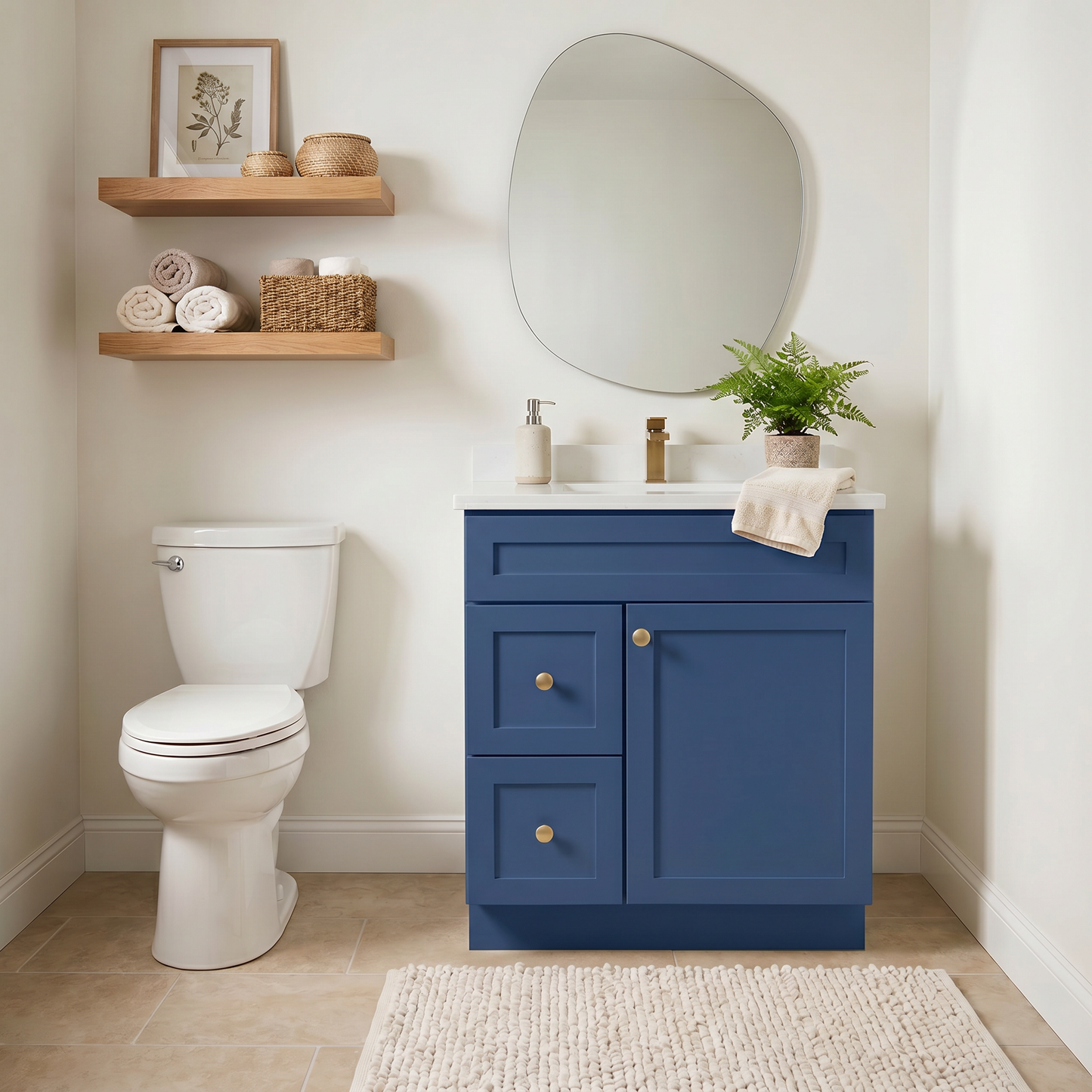 30" Navy Blue Shaker Vanity - Single Sink
