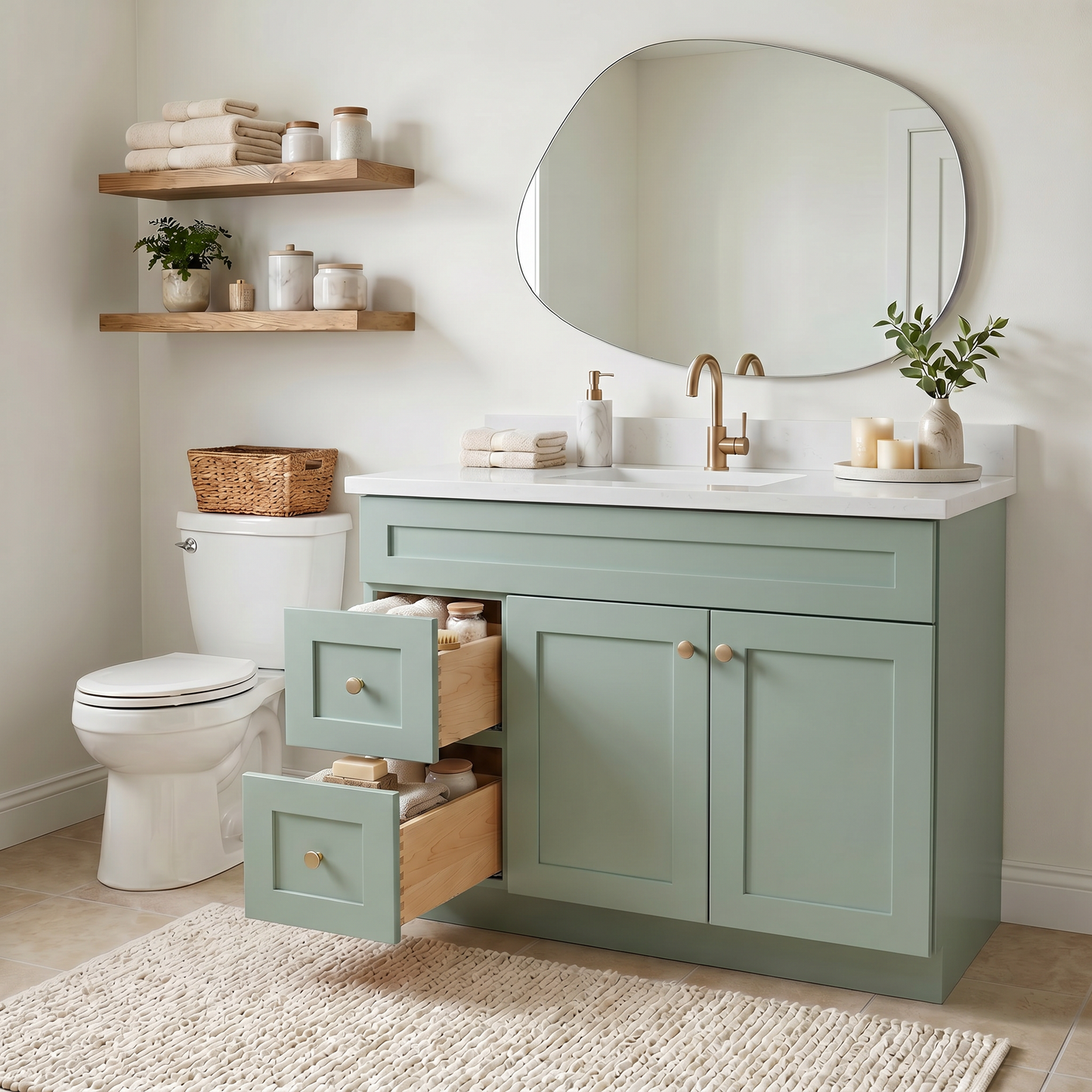 42" Olive Green Shaker Vanity – Single Sink