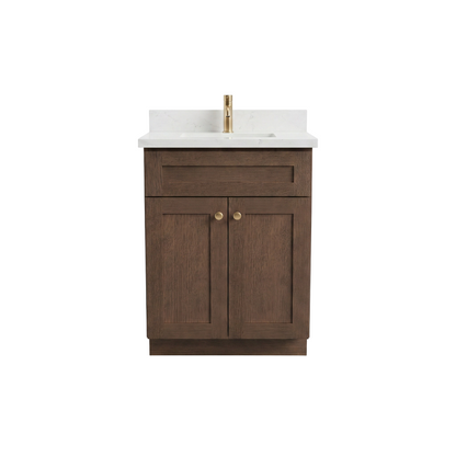 24" Coffee Bean Oak Shaker Vanity – Single Sink