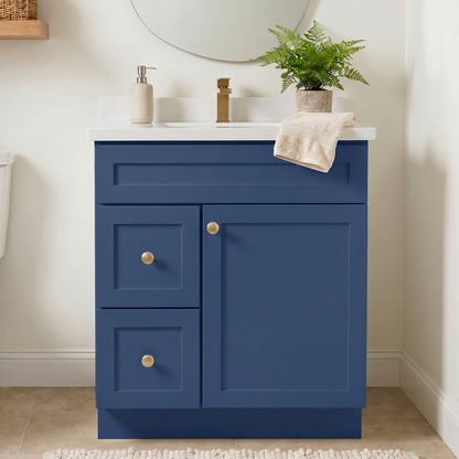 30" Navy Blue Shaker Vanity - Single Sink