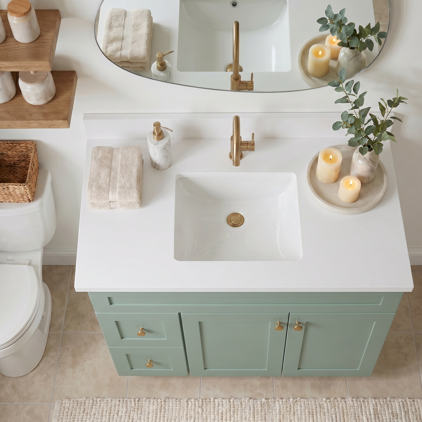 42" Olive Green Shaker Vanity – Single Sink