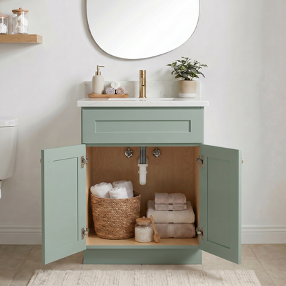 24" Olive Green Shaker Vanity – Single Sink