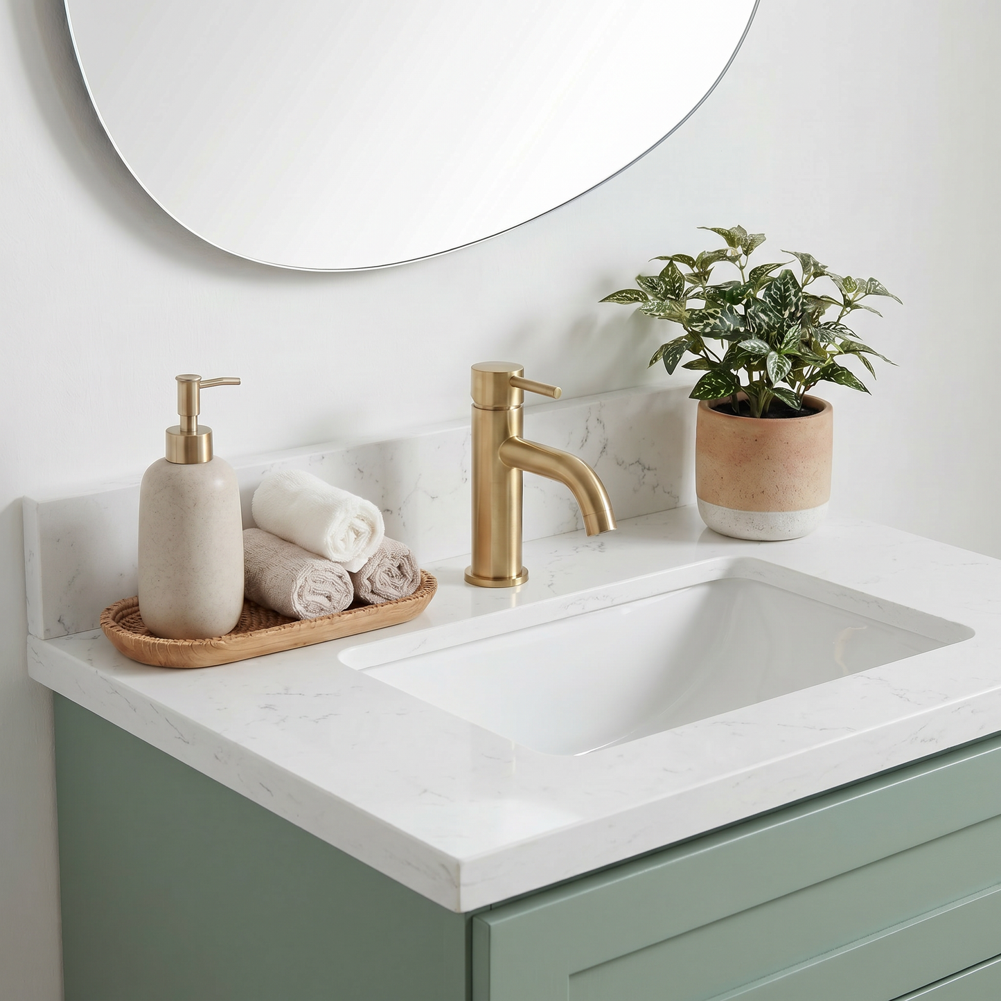 24" Olive Green Shaker Vanity – Single Sink