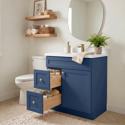 30" Navy Blue Shaker Vanity - Single Sink