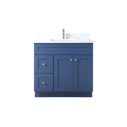 36" Navy Blue Shaker Vanity - Single Sink